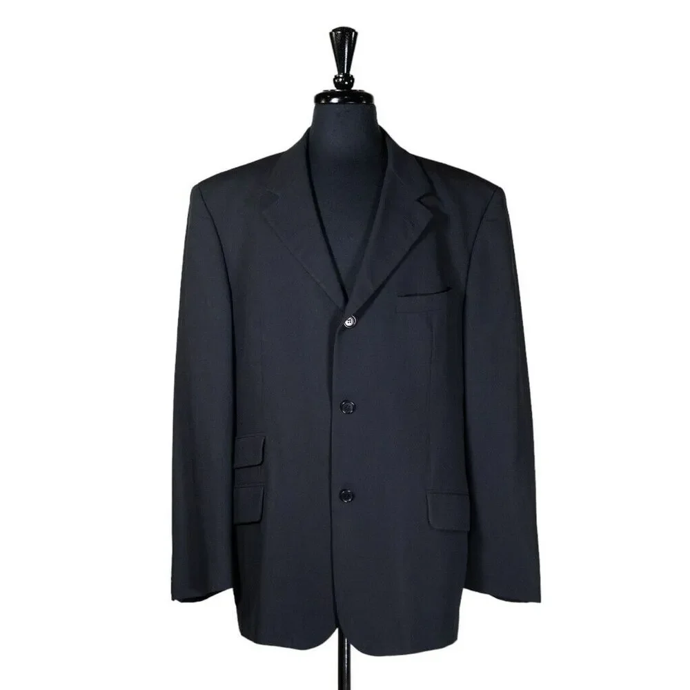 Hugo Boss Mens Blazer Blue Wool Blend 3 Button Jacket Sport Coat EU 54 US 44R